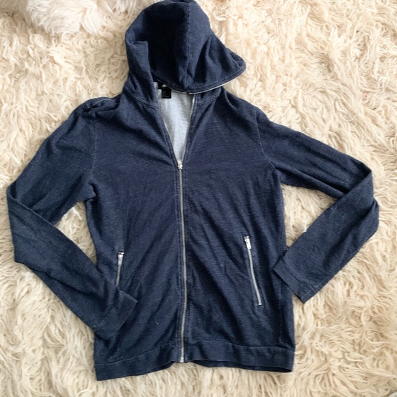 H&M | Zipper Hoodie Jacket Blue Small Silver Hardware - Picture 9 of 13